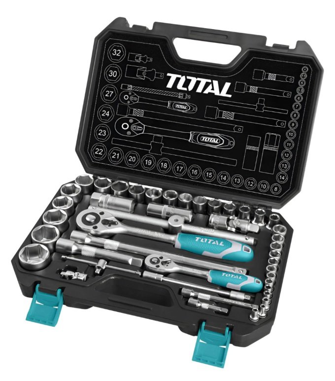 SET LLAVE Y BOCALLAVES 44 PCS 1/4 1/2 TOTAL THT421441